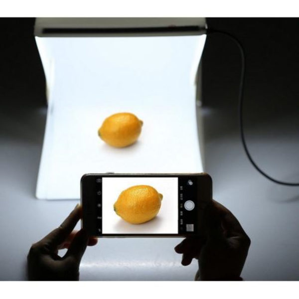Mini Foldbart Fotostudie LED Belysning 24.5 * 23.8 * 22.3cm Whi