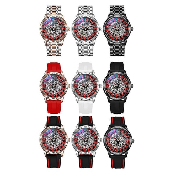Dulunwe 6061A 30m vedenpitävä mekaaninen kello pyörivällä kellotaululla Not Specified White Two-color Strap