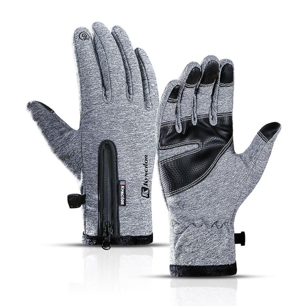 Vinter Termiska Fleece Handskar Pekskärm Mjuka Fleecehandskar Kallt Väder För Cykling Vandring Camping Skidåkning Grey XL
