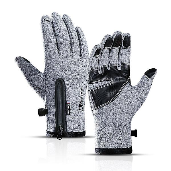 Vinter Termiske Fleece Touchscreen Handsker Bløde Fleece Handsker Koldt Vejr Til Cykling Vandring Camping Ski Grey L
