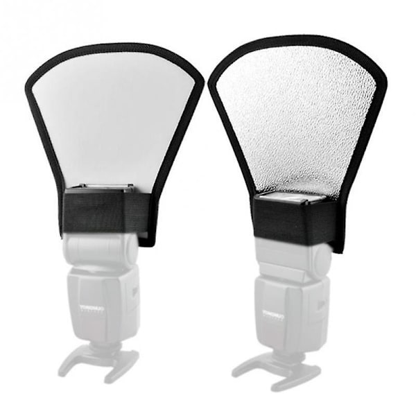Svart + Hvit Speilreflekskamera Blits Reflektor Dome Lys Diffusorplate Myk Maske Sølv Reflekspaneler