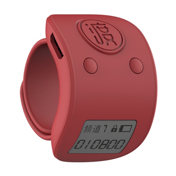 Mini Digital LCD Elektronisk Finger Ring Håndtæller 9 Cifre - WELLNGS Red