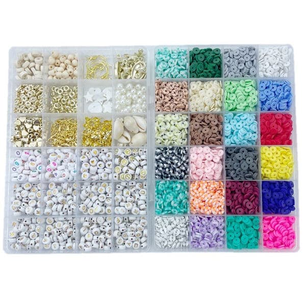 Clay Heishi Bead Set - 6000 pcs Boho DIY Jewelry Making Kit with Charms & Accessories