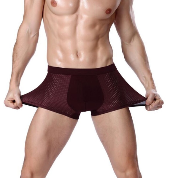 Bamboowear Bambu Boxerkalsonger Herr Mikrofiber Boxer Briefs Underkläder Kompression Stretch Wine Red 2XL