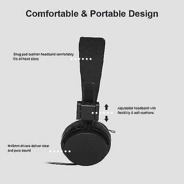 EP05 Bærbar Foldbar Kablet On-ear Headset med Mikrofon