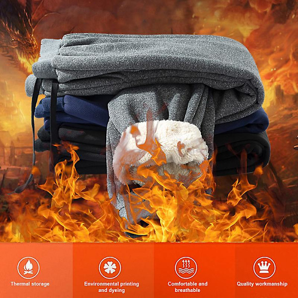 -30°C Herr Termobyxor Fleece Fodrade Förtjockade Casual Sportbyxor Vinter Höst Gray 5XL