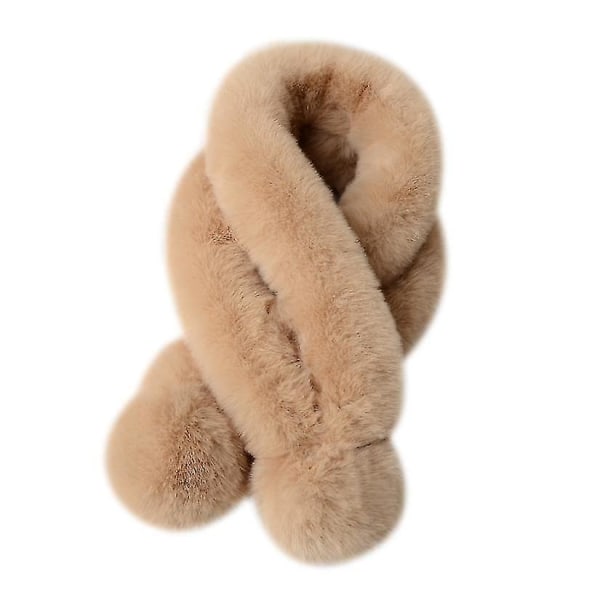 Unisex vinterpälskrage med Pom Soft Fluffy BROWN