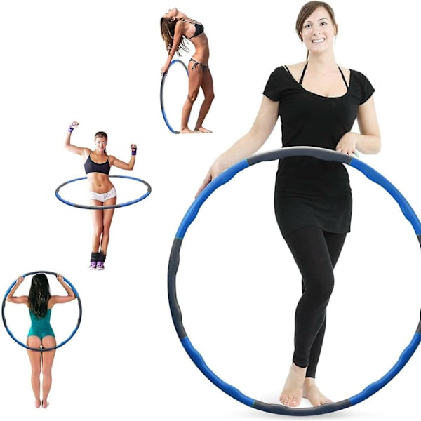 7 Solmun Painotettu Kokoontaitettava Hula-vanne Vatsalihasharjoitteluun Fitness hula-vanne blue and grey