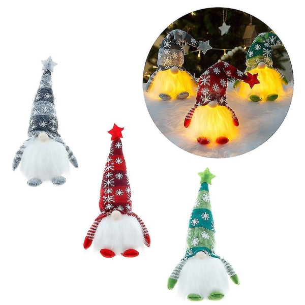 Belyst Jul Tomte Santa Ljus Upp Elf Julklapp Dekorationer Grey