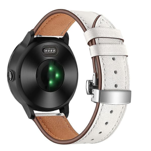 [LCS]20mm Top-layer koskind ægte læder urrem erstatning til Garmin Vivoactive 3 Vivom Multicolor Silver+White