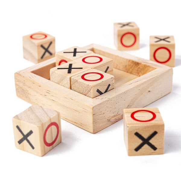 Leksaker Mini Noughts & Crosses - Träspel 3*3cm Liten leksak för pojkar och flickor