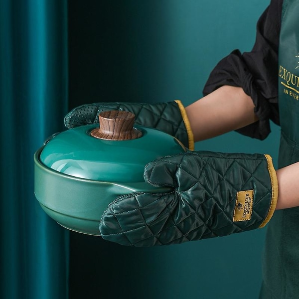 Värmebeständiga Skyddande Grytlappar och Handskar Set Bakning Köksvante Green