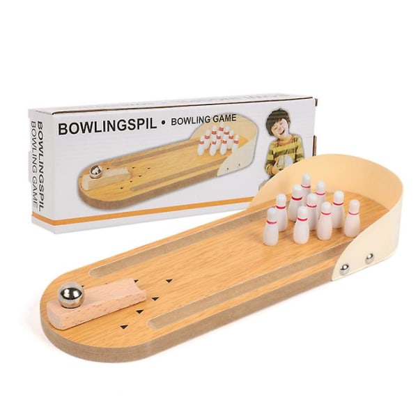 Mini bowlingklot i trä barnleksaker, förälder-barn interaktiva bordsspel