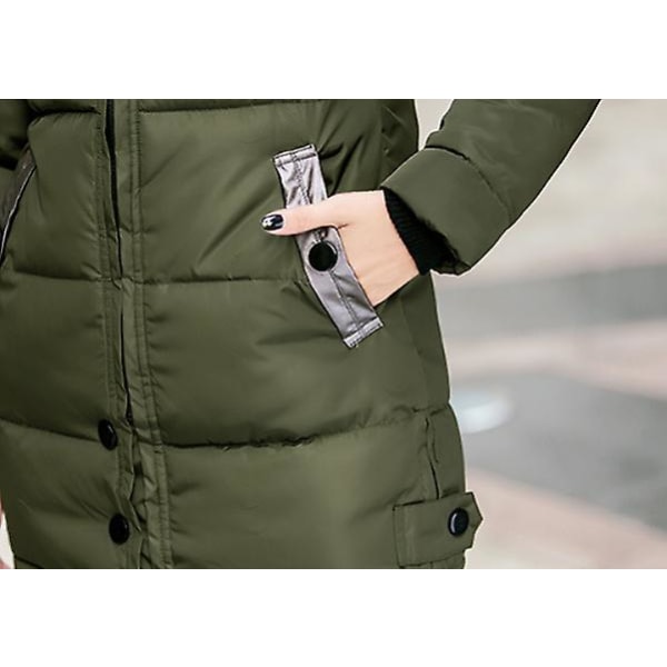 Dam Varm Vinterjacka Med Huva Lättviktig Vadderad Dunjacka Green 4XL