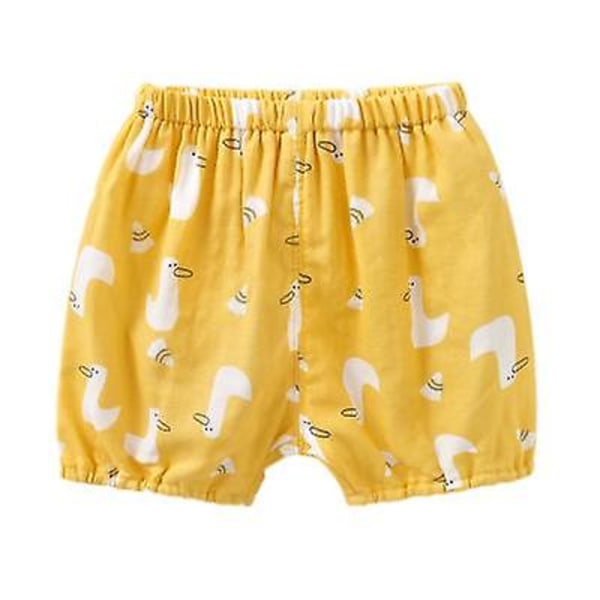 Baby bomullsgaze shorts för barn flickor 1 år gammal baby Medium yellow duck 100cm