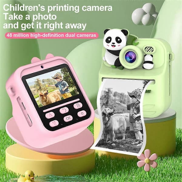 [LCS]S1 2,4 tums IPS-skärm Barnkamera Direktutskrift Digitalkamera Dubbla Linser HD Videoinspelare Multicolor Pink Rabbit