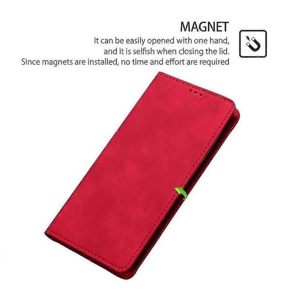 [LCS] Flipfodral för Nokia C22 Hudvänligt PU-läder Vikbart Stativfodral med Kortplatser Style E Nokia C22 Red