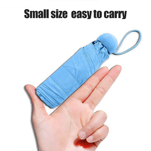 Mini Kapsel Paraply Letvægts Sol Regn Lomme Paraplyer Anti-uv Foldbar Blue