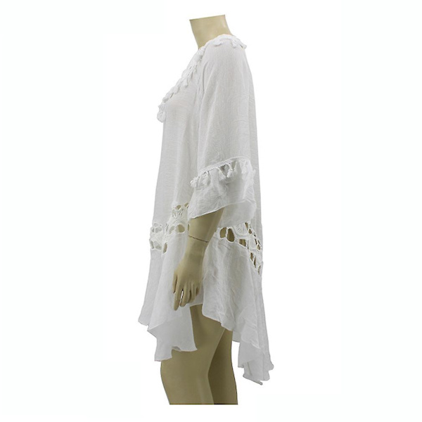 Broderi Dame Kaftan Strandtøj Udhulet Solcreme Bikini Dække