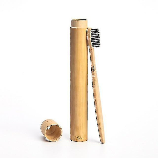 Miljövänlig Naturlig Bambu Tandborste med Mjukt Borsthuvud och Resefodral Rainbow