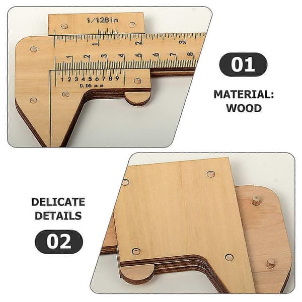 Treruler 5 stk. skyvelære for ingeniører Trebearbeiding Måleverktøy Rektangulær struktur Beige 25X10X1.2CM