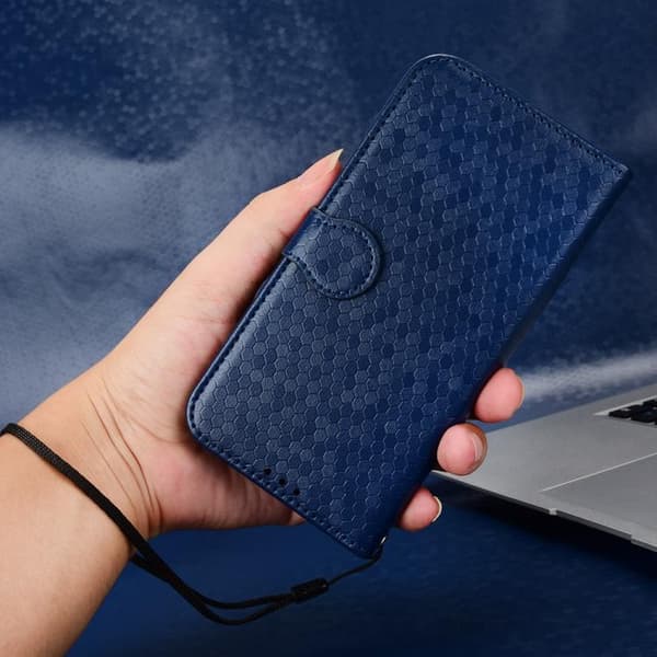 [LCS] Redmi A5 4G - Mobilfodral i honningkake med dot-tekstur i lær Blå