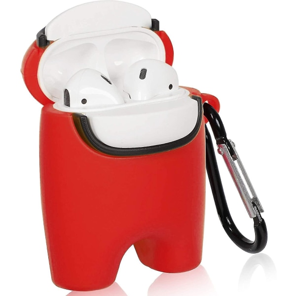 Tecknat 3D Skyddsfodral för AirPod 2/1, Kawaii Among-Red Karaktärsdesign (3D Among-Red)