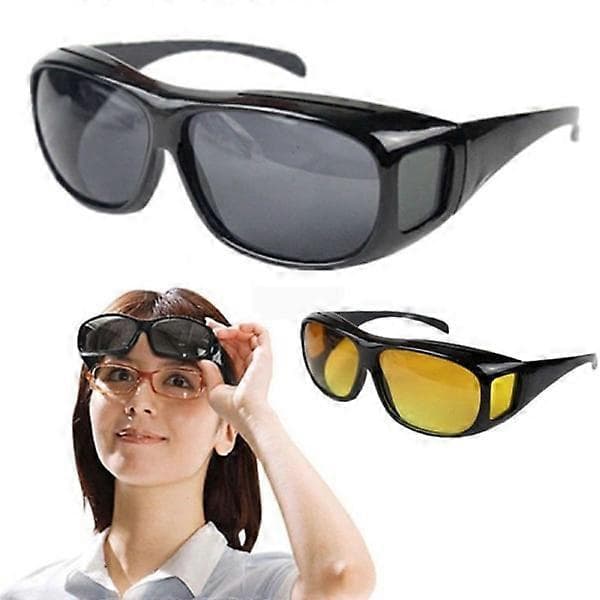 [LCS]Unisex HD Night Vision Kjøre Solbriller fine Over Wrap Around Yellow