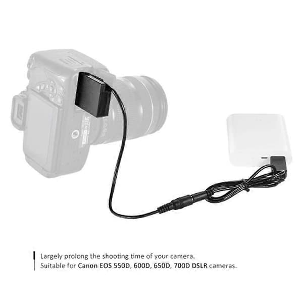 DR-E8 Dummybatteri med DC Power Bank USB-adapterkabeludskiftning til LP-E8 til Canon EOS 550D 6 black