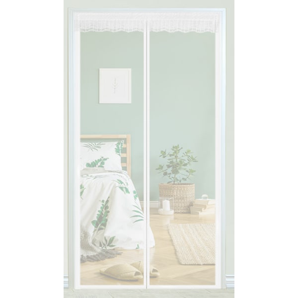 Vit Magnetisk Myggnätsdörr 95x220cm, Glasfibermyggnätsdörr, Anti-fluggardiner för Dörr Automatisk Stängning Ultra Mesh
