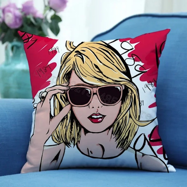 Taylors The Swifts Tema Putetrekk Sanger Turné Musikkstjerner Figurer Ensidig TS Trykk Putetrekk Dekorative Puter Putetrekk 4 Peachskin(45x45cm) Pillowslip 4