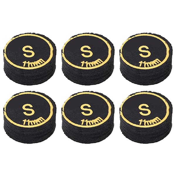 [LCS]6 stk. Billardkøspidser PU Multi-layer Poolkøspidser Erstatning Kompatibel med Billardspil Sort S 0.1