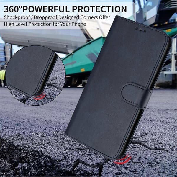 Plånboksfodral för Xiaomi Redmi 15 5G med RFID-skydd, kalvläderstruktur, stativfunktion och handledsrem Blue Blue