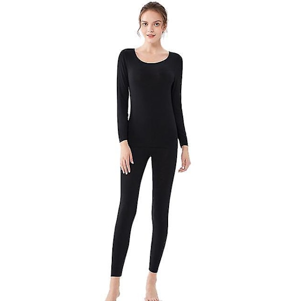 Naisten erittäin ohuet lämpökerrasto Modal-alusvaatesetit Black 2XL