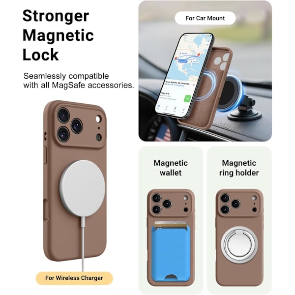 [LCS] Slim MagSafe-compatible case for iPhone 17 Pro - Light Brown, Liquid Silicone iPhone 17 P iPhone 17 Pro marron clair