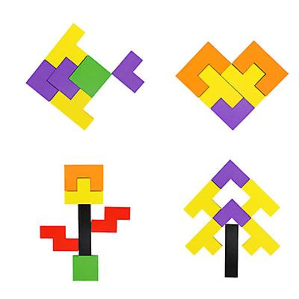 Tetris byggklossar i trä, pedagogiska leksaker för barn