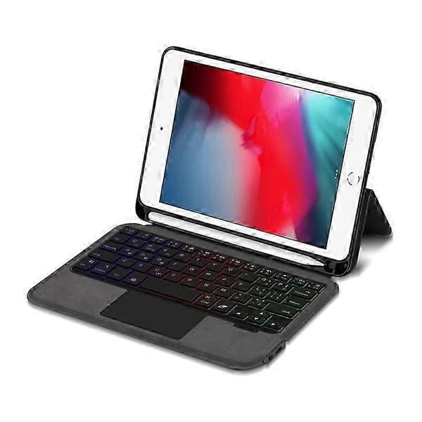 Til iPad mini 4 / mini (2019) 7,9 tommer baggrundsbelyst touchpad-tastatur integreret ægte koskind læder St 26s