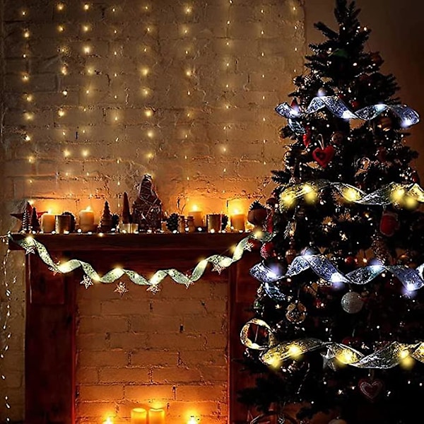Skinnende Bånd Lyslenke, 5m LED Bånd Julelys red and warm lamp