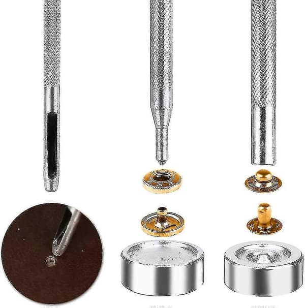 [LCS] 120 Delars Set med Tryckknappar, Metall Tryckknappsset R Tryckknapps Bälte -
