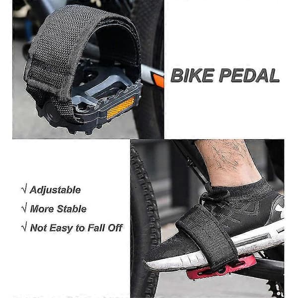 Nylon Cykelpedalstropper - 2-pak Fodkile til Fixie MTB BMX - Sort Krog