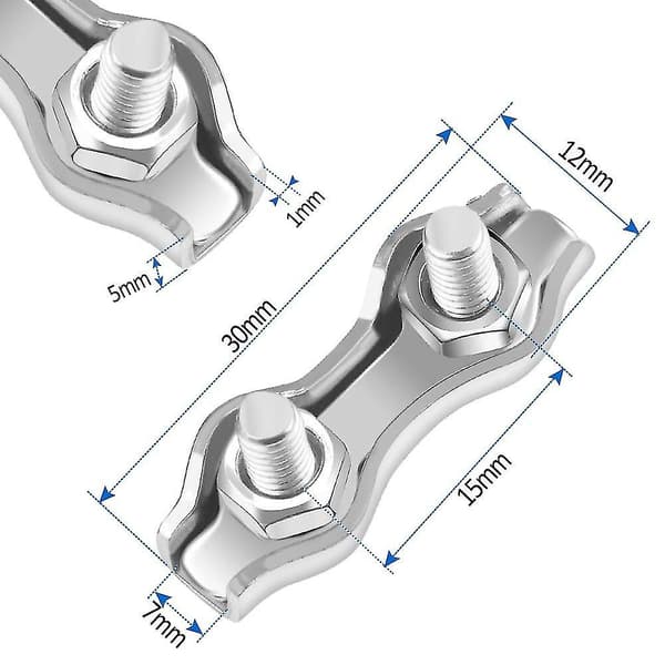 [LCS] 18 stk. M2 Duplex rustfrit stål klemmer Tovforbinder Rustfri stålwireklemme