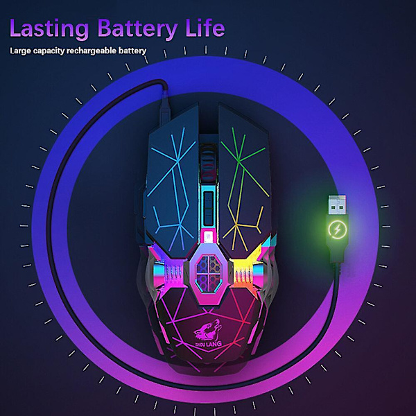 Trådlös Gamingmus 2.4G 2400DPI USB Uppladdningsbar Tyst Bakgrundsbelyst Möss Valfri Mus Bluetooth för