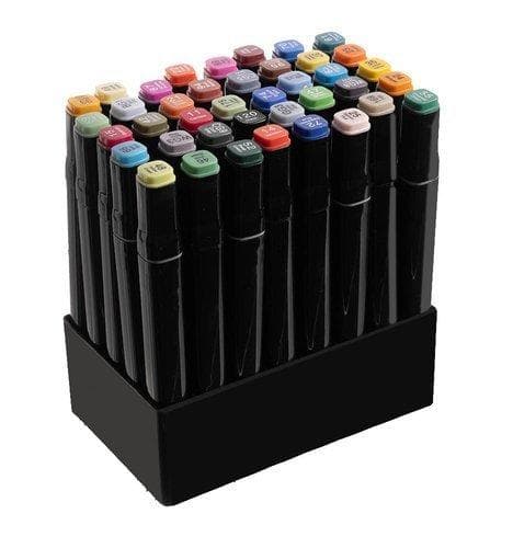 40-pakning - Tusjpenner med etui - Dobbeltsidige penner multicolor