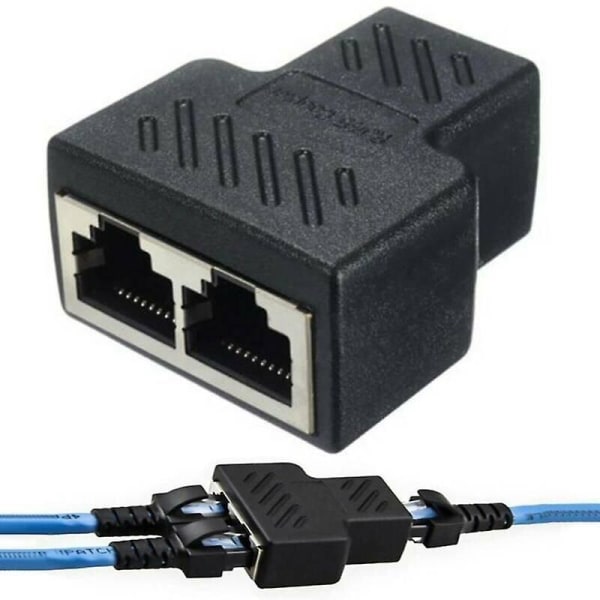 RJ45 Jakaja-adapteri LAN Ethernet-kaapeli 1-2 Suuntainen Kaksoisporttiliitin