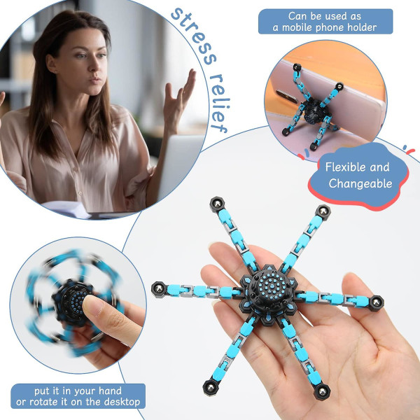 Transformerbar Fingertoppsspinner Fidget Leksaker, DIY Roterande Stressreducerande Leksak För Barn Vuxna
