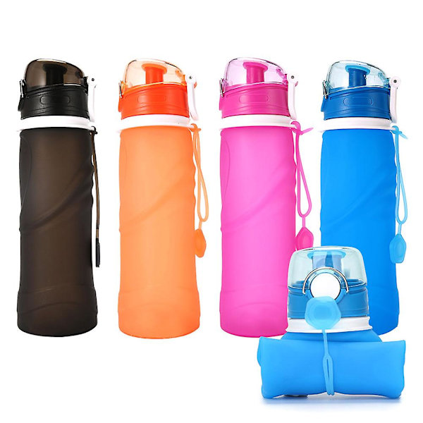 750ml Högkvalitativ Miljövänlig Vikbar Läcksäker Silikonvattenflaska Kompatibel med Utomhussporter Camping Pink
