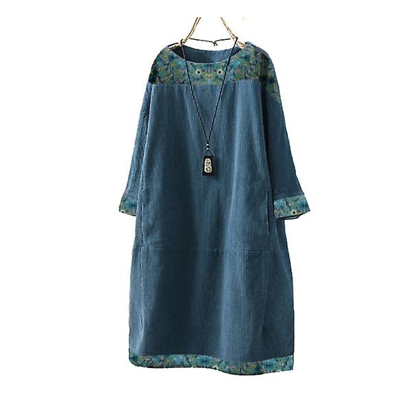 Oversize tunikakjole for kvinner, kordfløyel, langermet green L