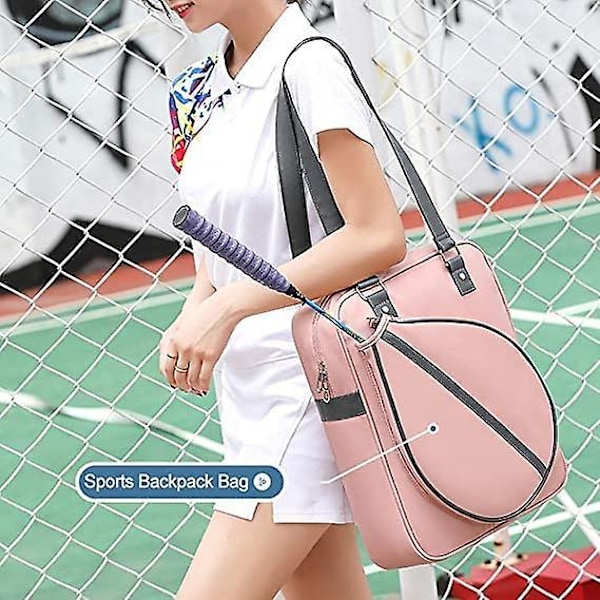 Tennis Skuldertaske, Stor Kapacitet Nylon Tennis Ketcher Holder Rygsæk Bærbar Vandtæt Sports Badminton Ketcher (Pink)