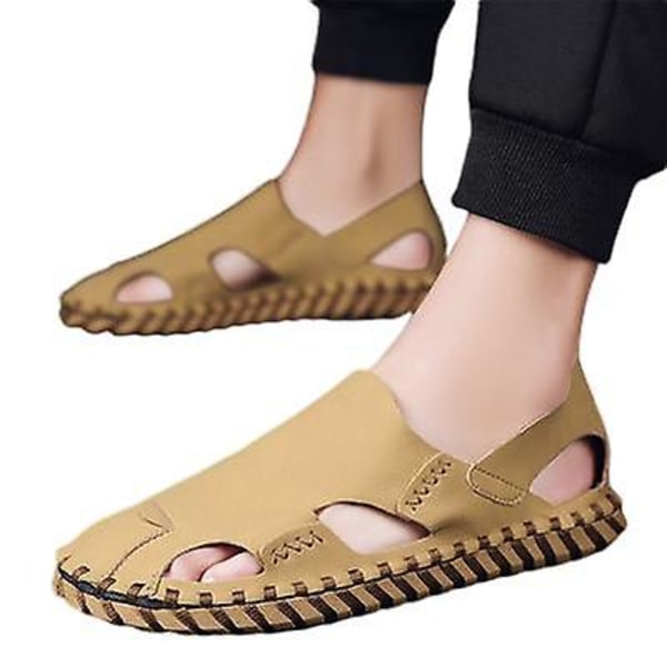 Herr Casual Sandaler och Tofflor Läder Ytterkläder Baotou 9927 apricot 43