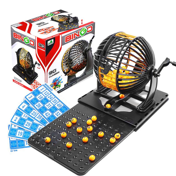 Bingo Machine Cage Game Set | Med bingoboll | Klassisk metallbur | Bingo bricka